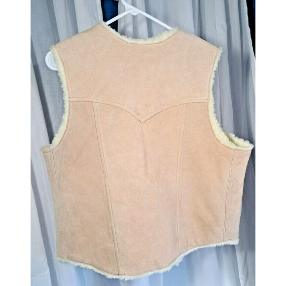 Vintage LLB Tan Cowhide Vest With Sherpa Lining, Size 42, Made in Mexico - Picture 5 of 7